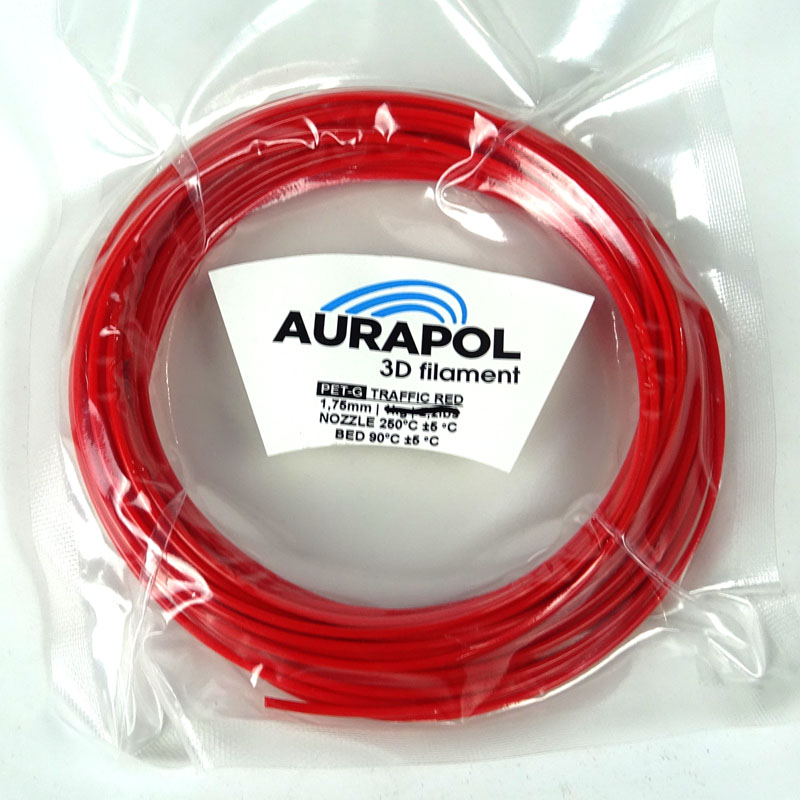 aurapol 3d filament manufacturer AURAPOL Próbka PET-G 3D Filament Traffic Red 1,75 mm - obrazek 1